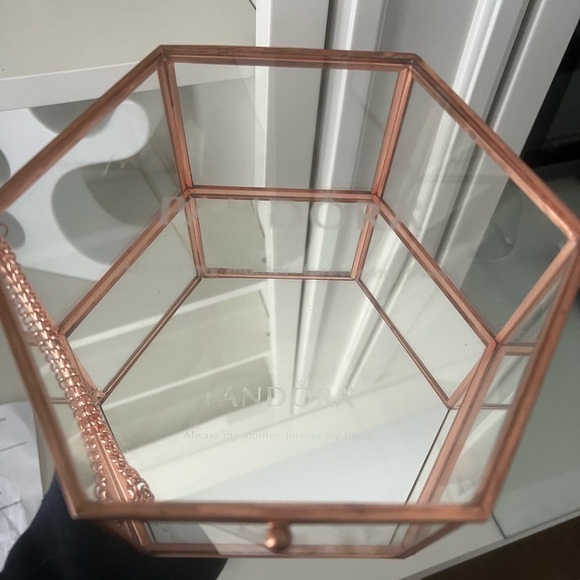 PANDORA Glass Jewelry Storage Box Octagon Copper Collectible Piece 2017 EUC - Picture 13 of 17